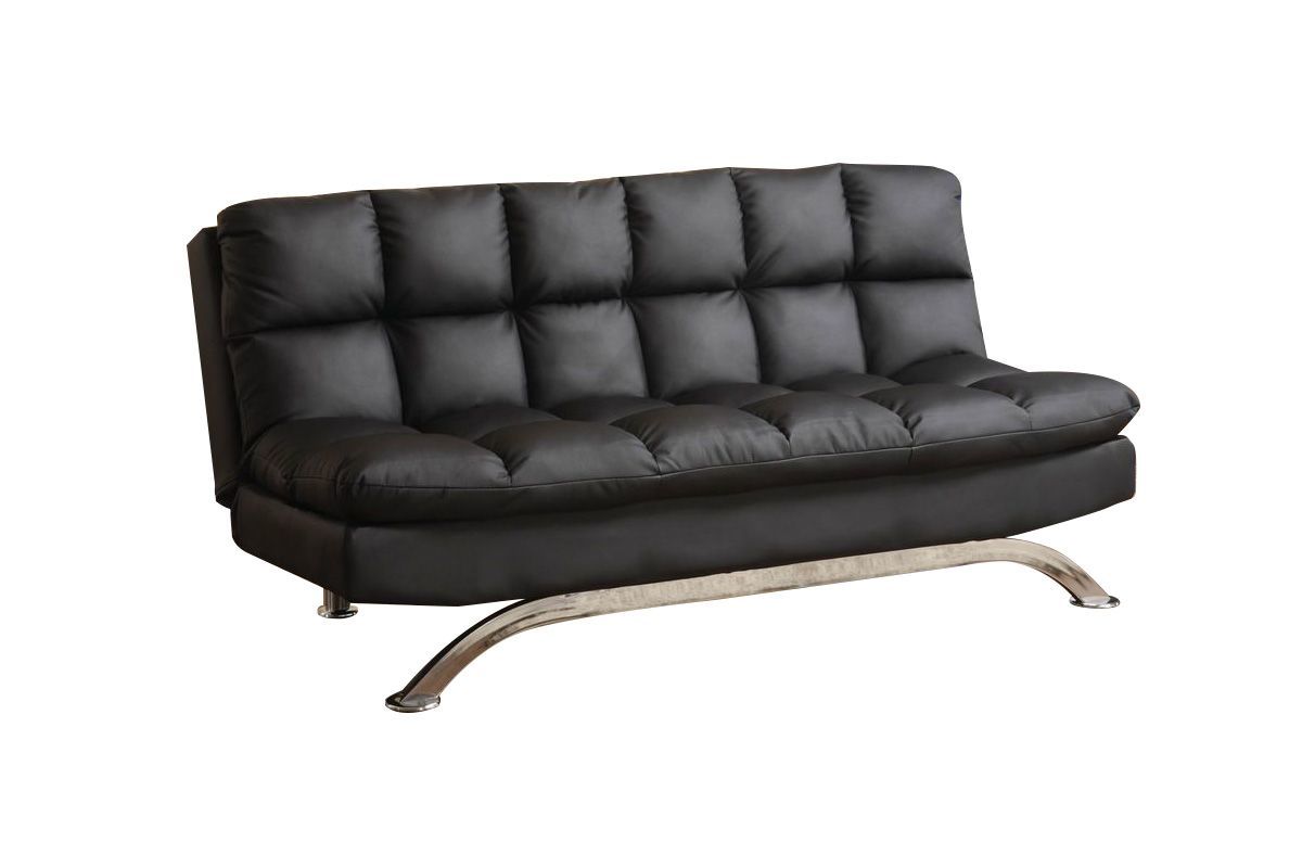 Barraza Plush Tufted Pillow Top Leatherette Futon in Black