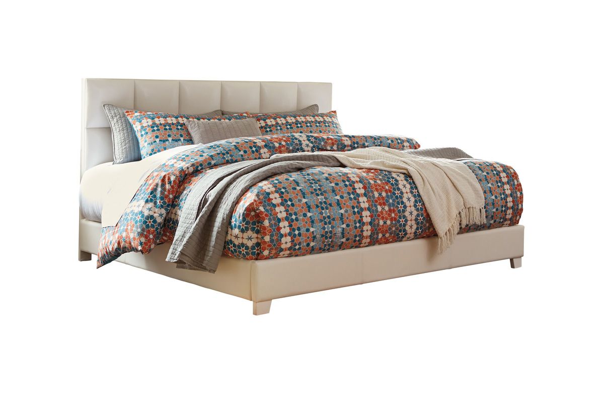 Contemporary Upholstered King Bed in White by Ashley at GardnerWhite
