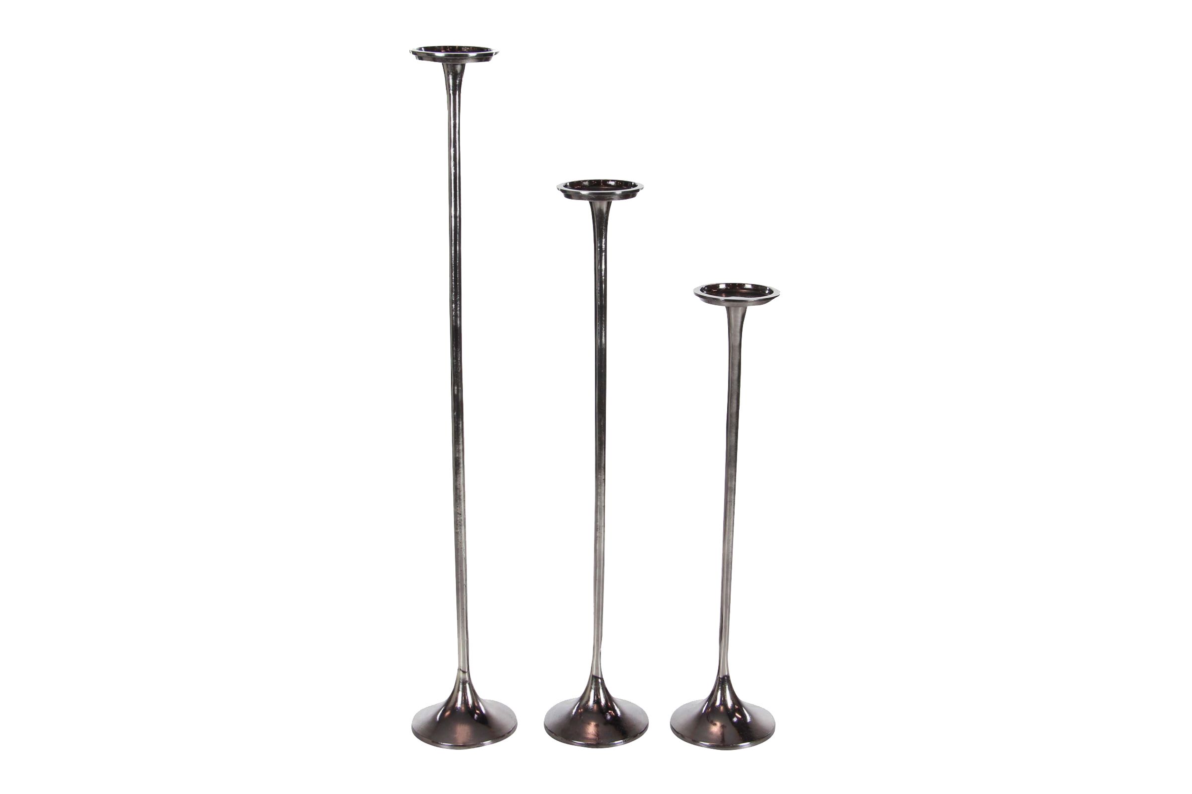 Modern Reflections Aluminum Floor Standing Candle Holders Set