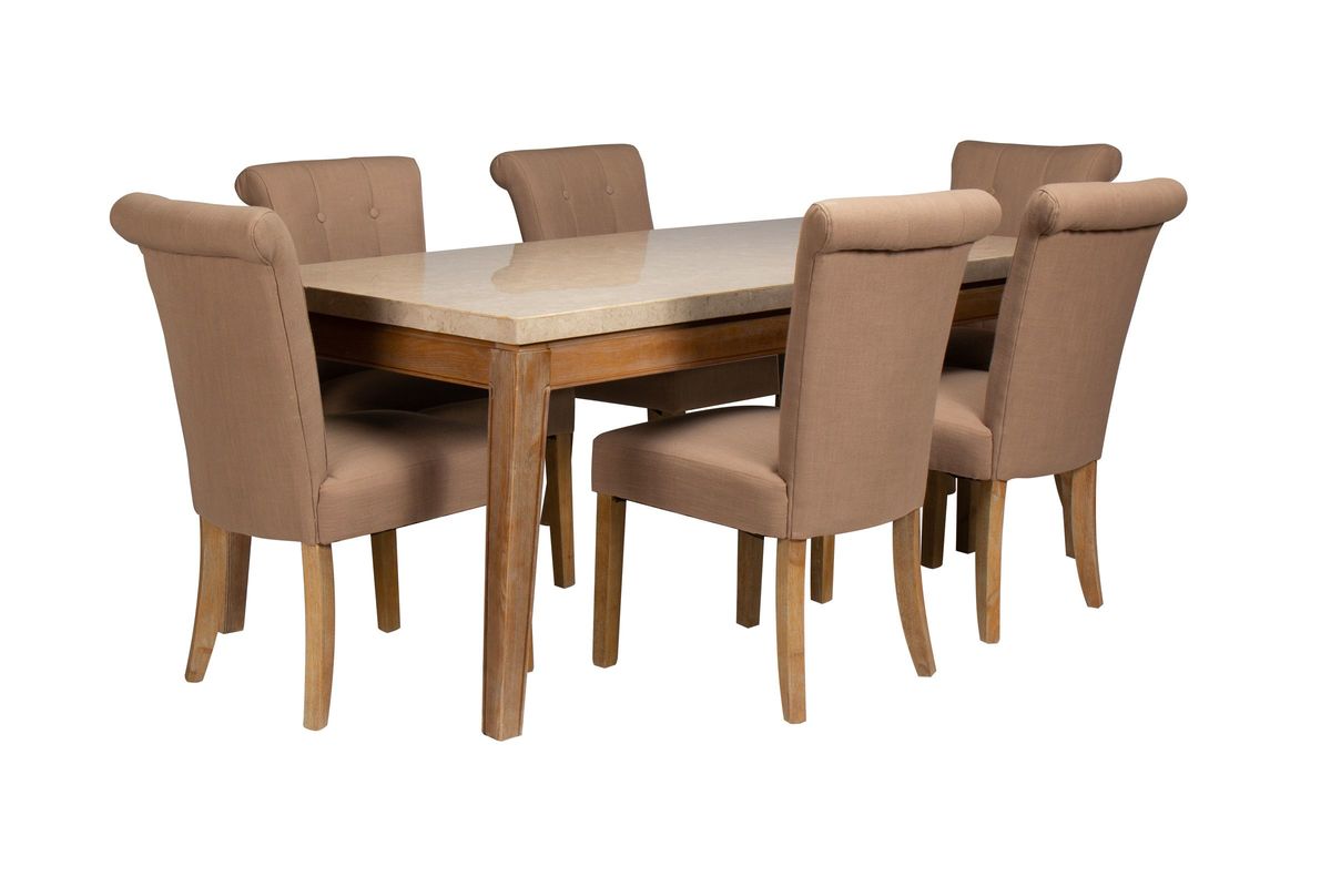Tristan Dining Table + 6 Light Brown Chairs at GardnerWhite