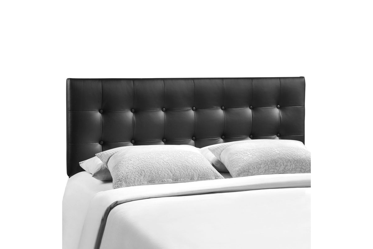 Emily Full Upholstered Vinyl Headboard in Black at GardnerWhite