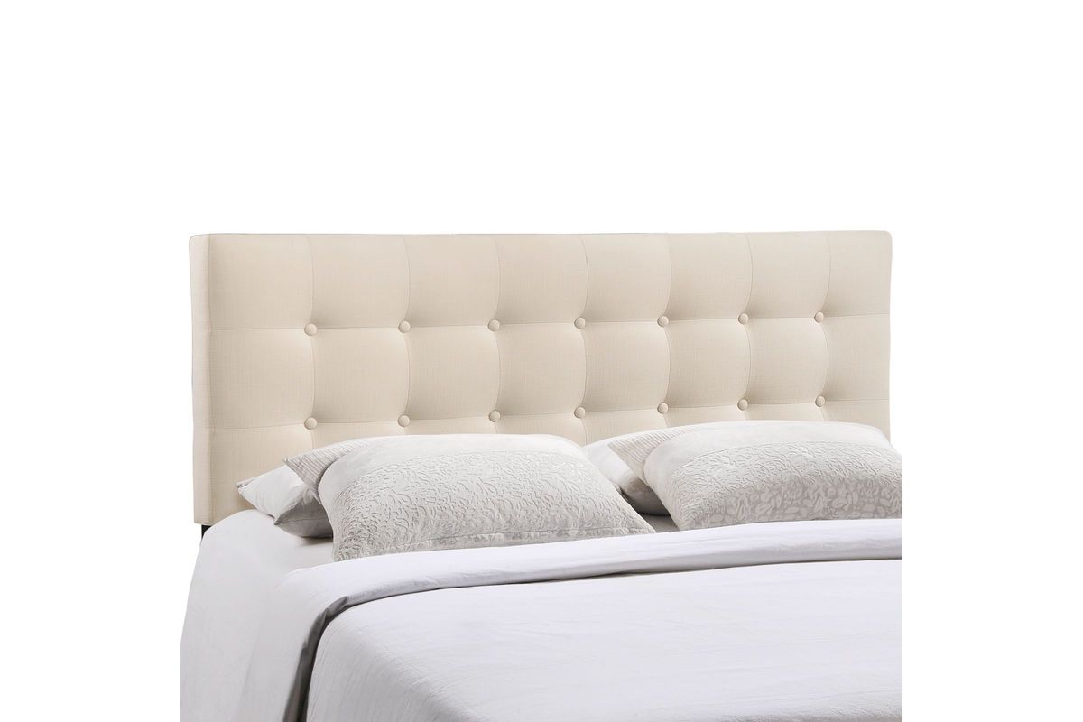 Emily Queen Upholstered Fabric Headboard in Ivory at GardnerWhite