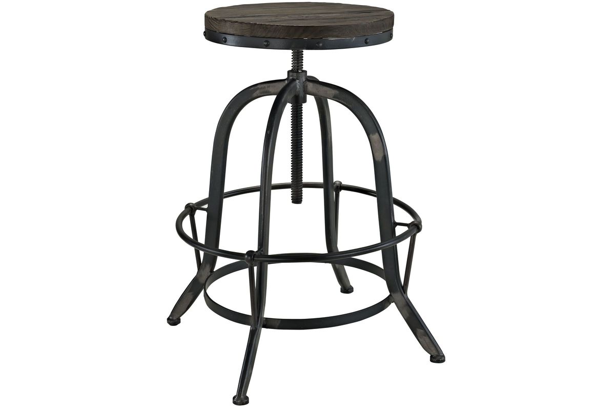 Collect Adjustable Wood Top Bar Stool in Black at GardnerWhite