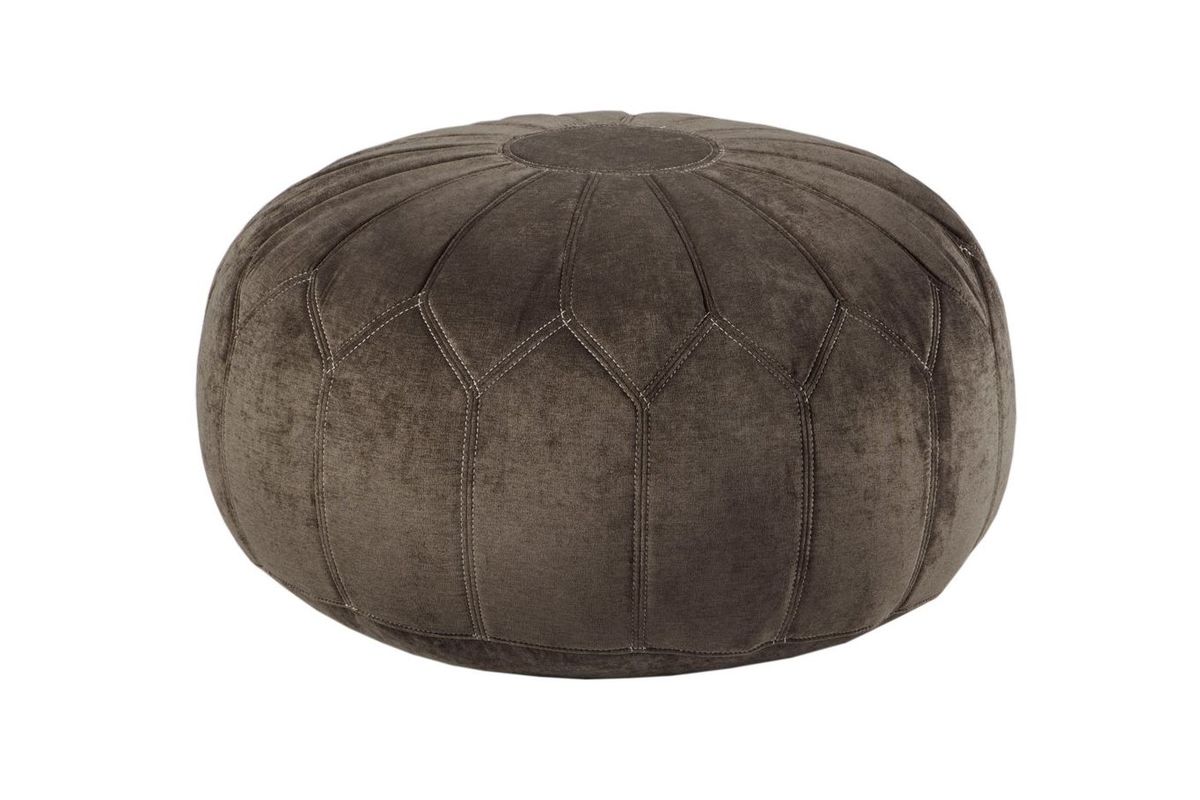 Kelsey Round Pouf Ottoman in Brown by Madison Park at GardnerWhite