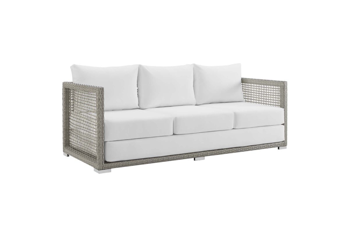 Aura Outdoor Patio Wicker Rattan Sofa in White by Modway