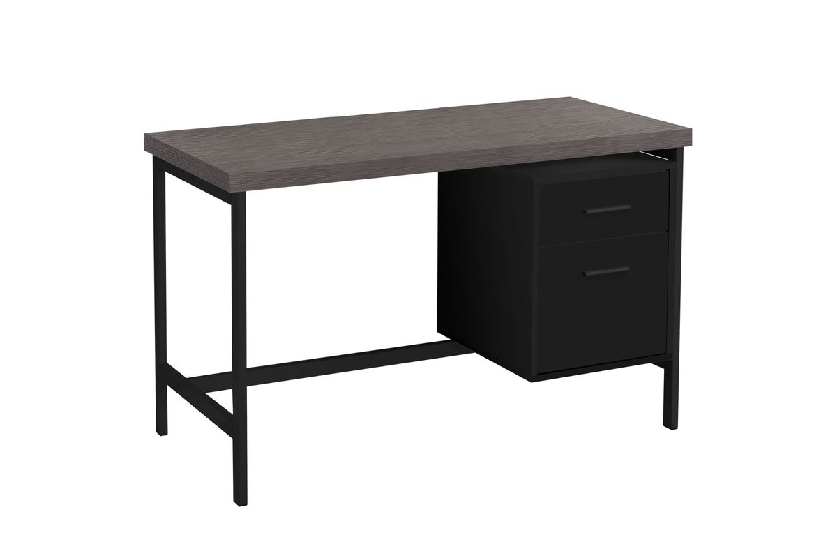 Black Metal Computer Desk with Grey Top at GardnerWhite