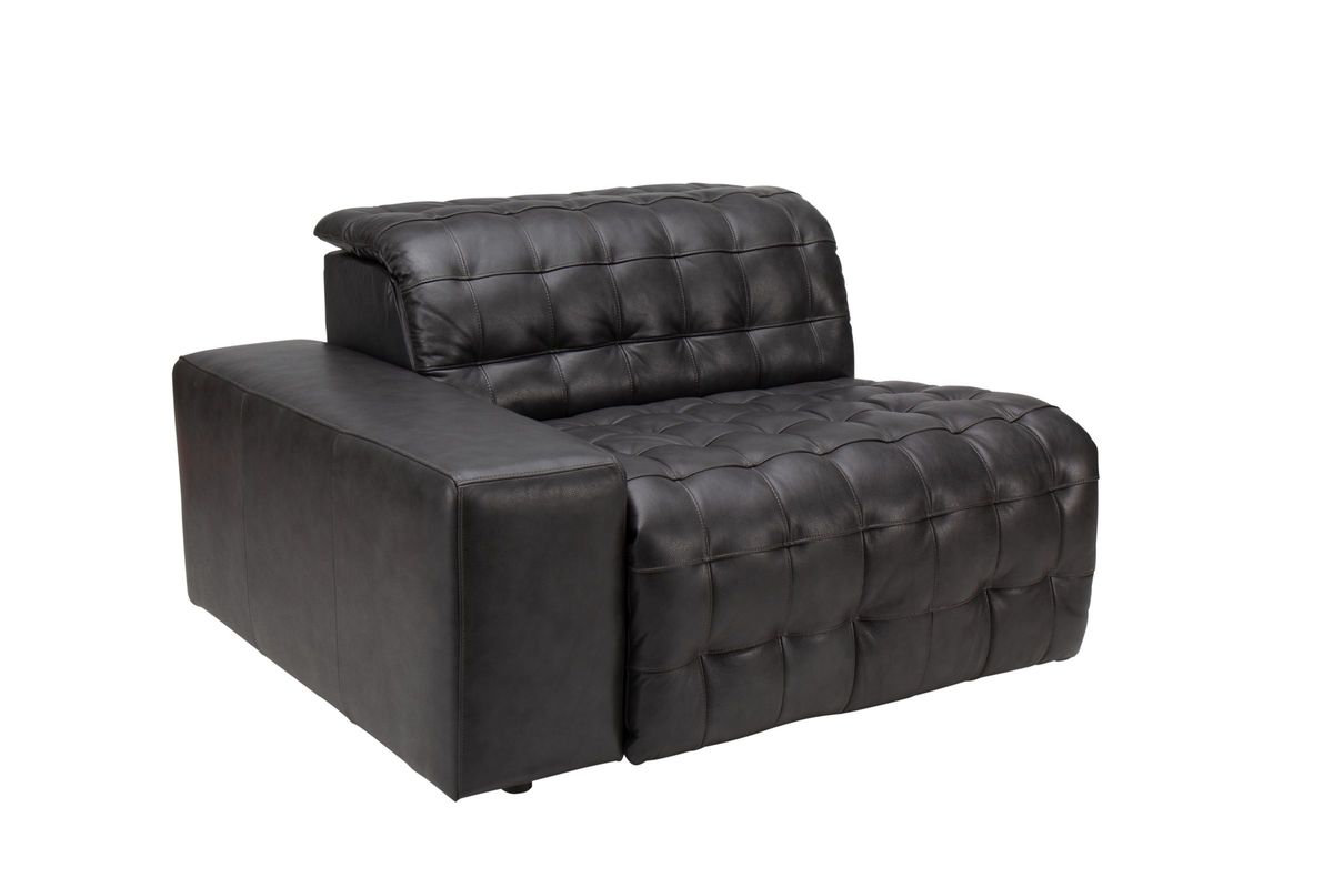 Aspen Grey Leather Power Recliner with Left Arm at GardnerWhite