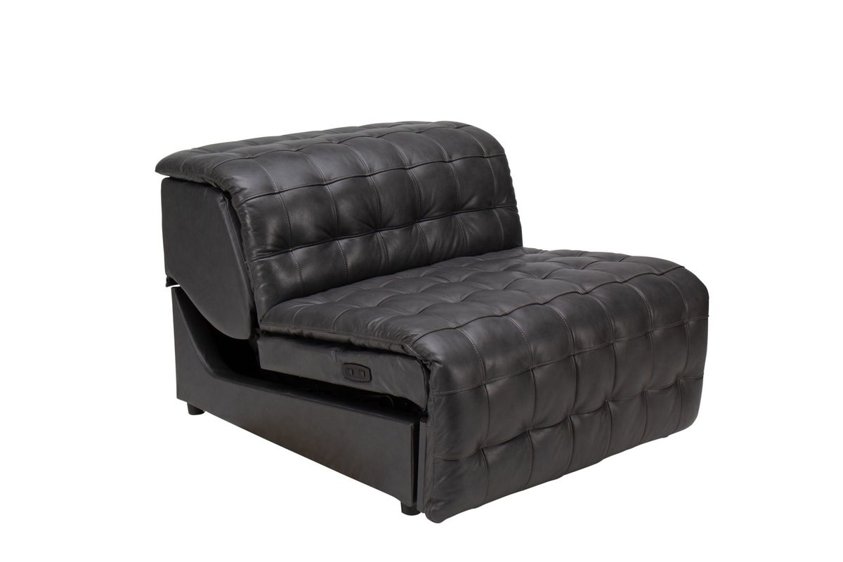 Aspen Grey Leather Armless Power Recliner at GardnerWhite