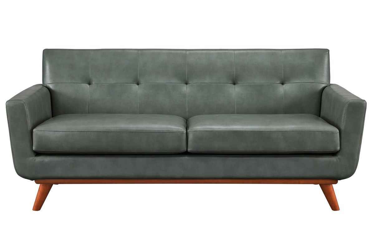 Lyon Smoke Grey Leather Loveseat at GardnerWhite