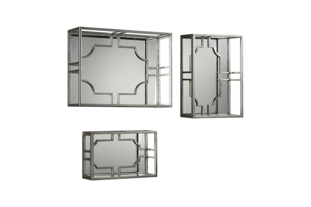 Adoria Silver Wall Shelves Set of 3 at GardnerWhite