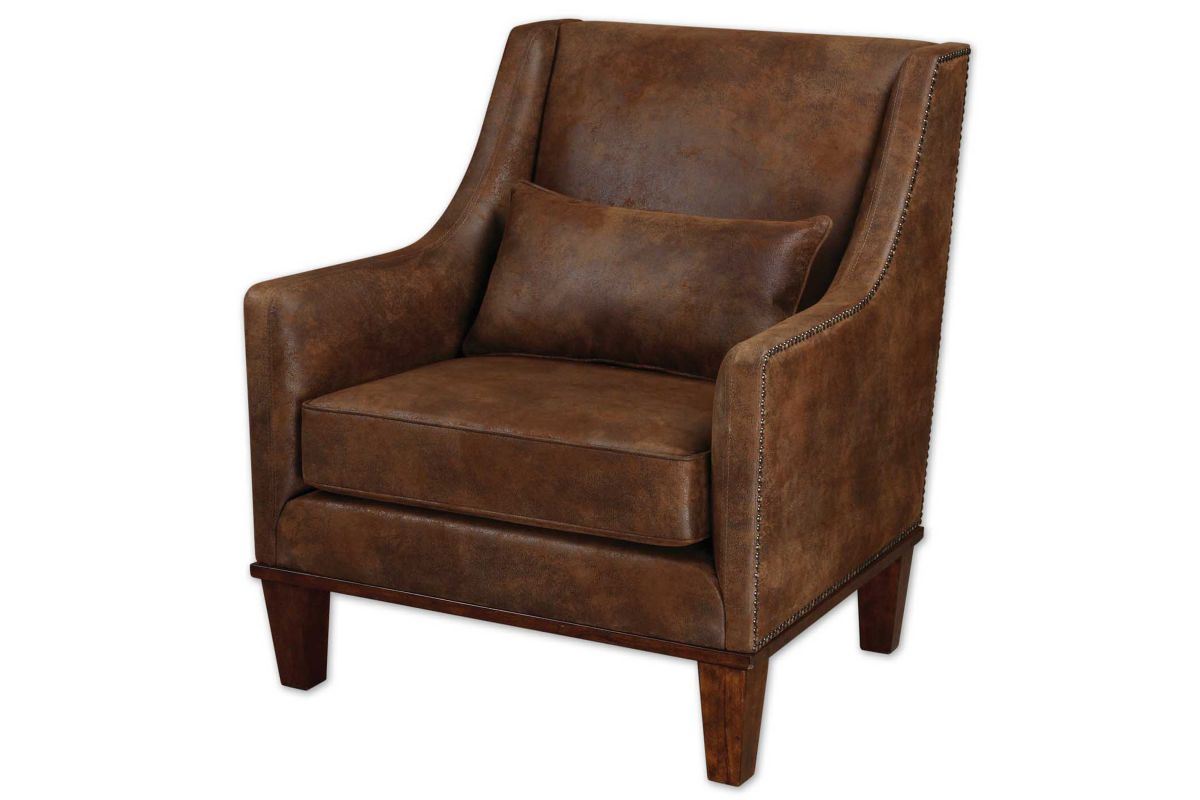 Uttermost Clay Leather Armchair at GardnerWhite