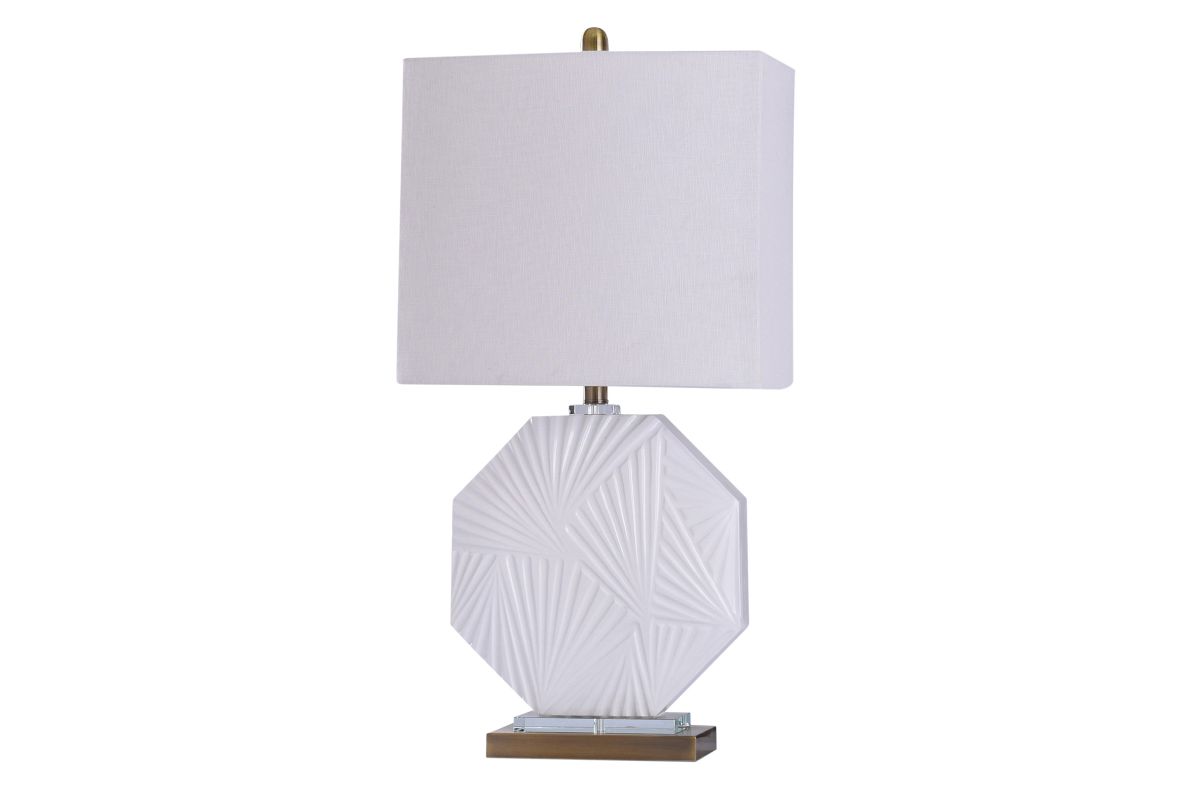 Geometric Ceramic White Table Lamp at GardnerWhite