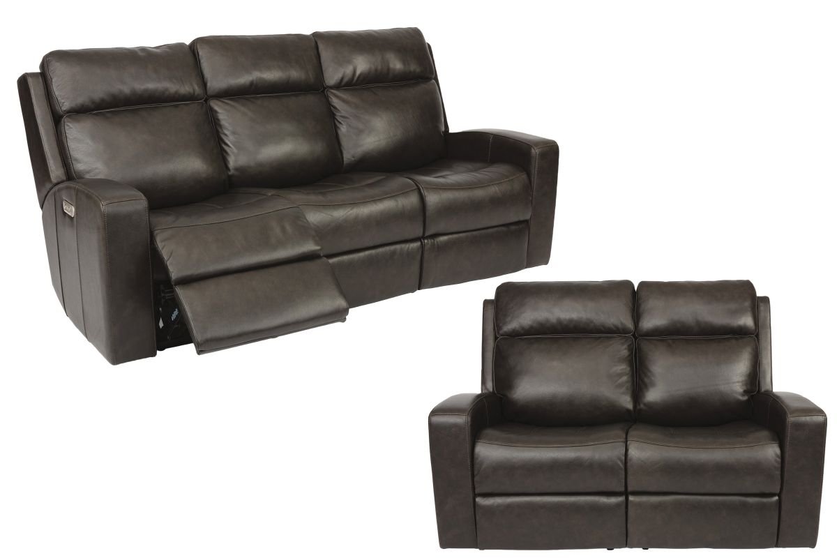 Garcia Dual Power Leather Reclining Sofa & Loveseat by Flexsteel
