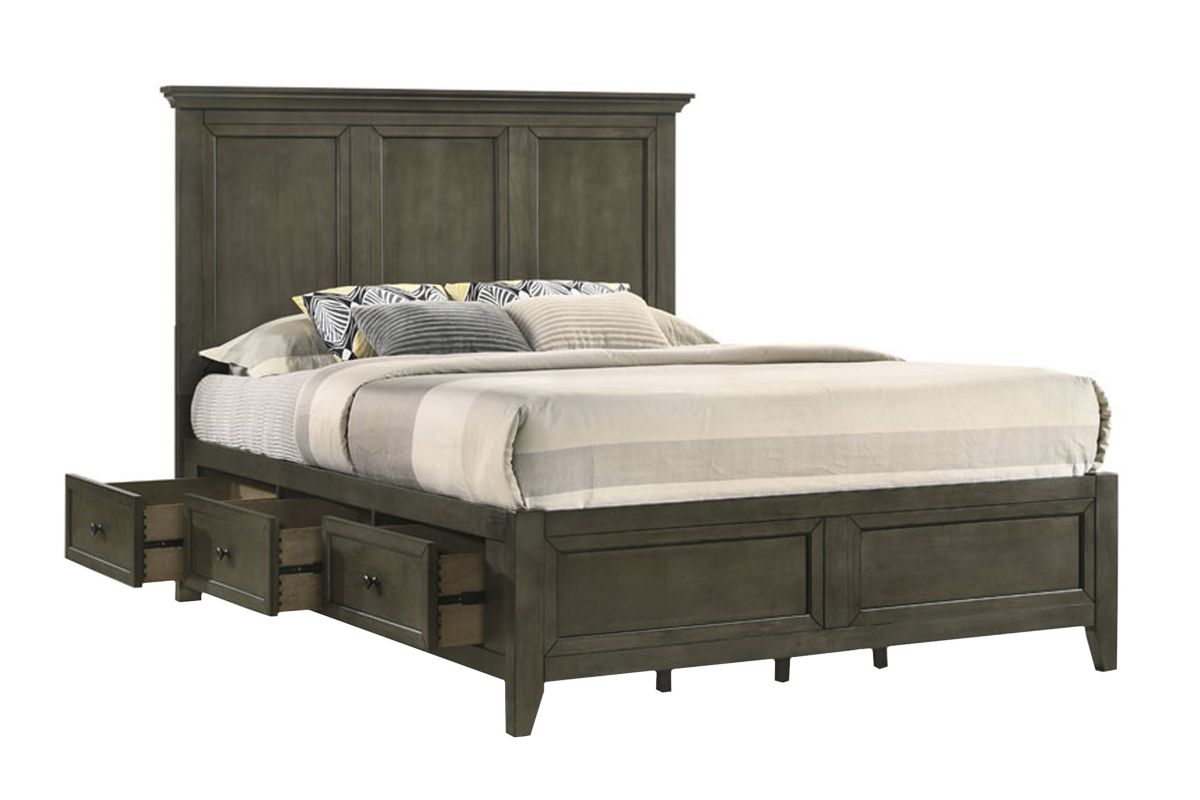 San Mateo Grey Solid Wood Queen Storage Bed at GardnerWhite