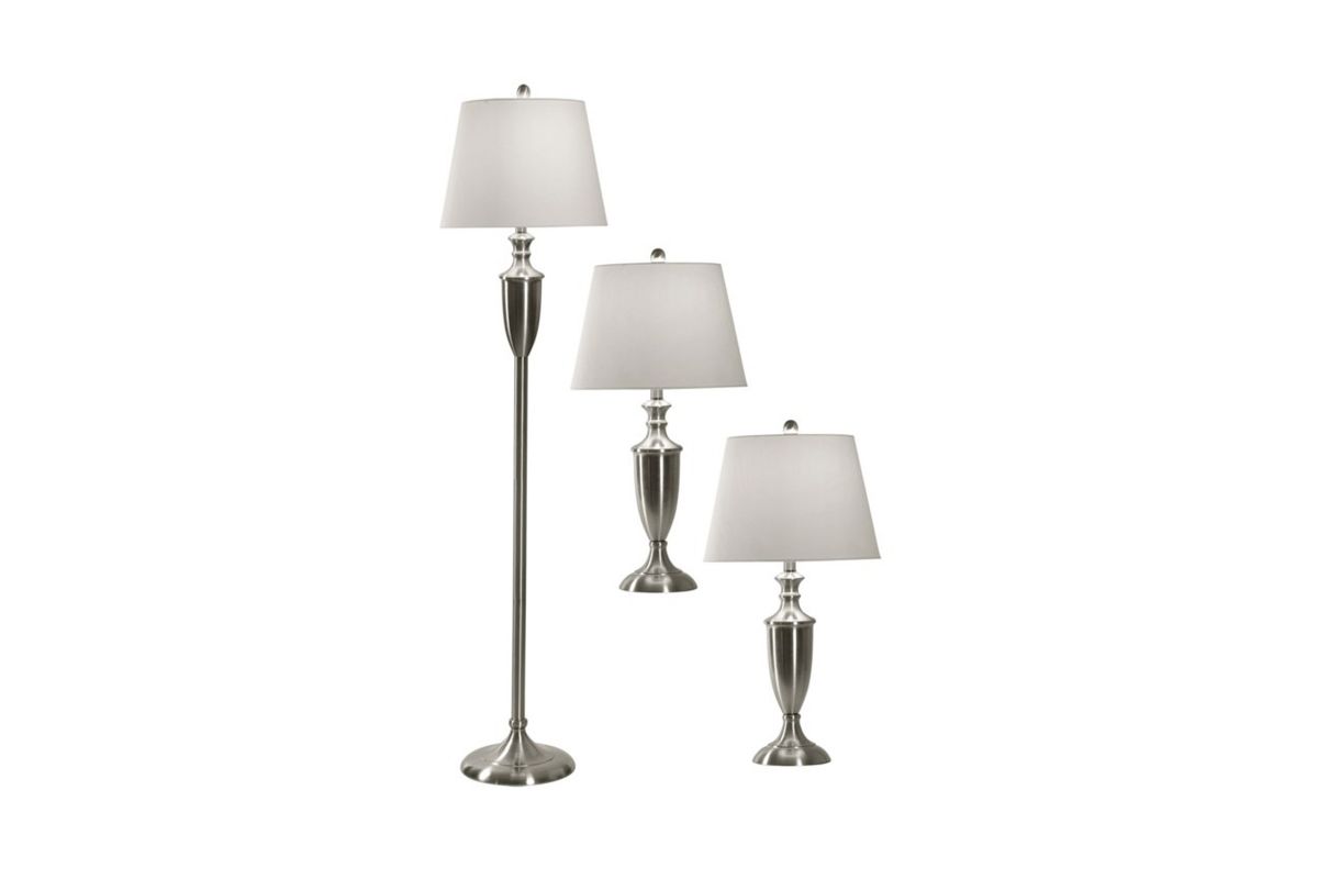 Brushed Steel Lamps Set of 3 at GardnerWhite