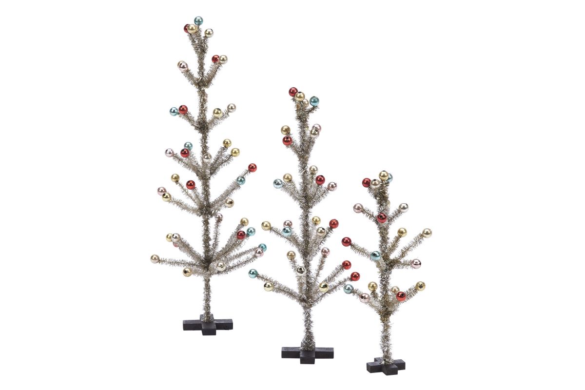 Vintage Tinsel Trees Set of 3 at GardnerWhite