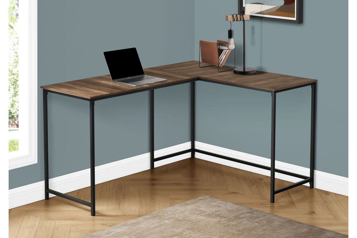 Black Metal & Reclaimed Wood 58" Corner Computer Desk at GardnerWhite