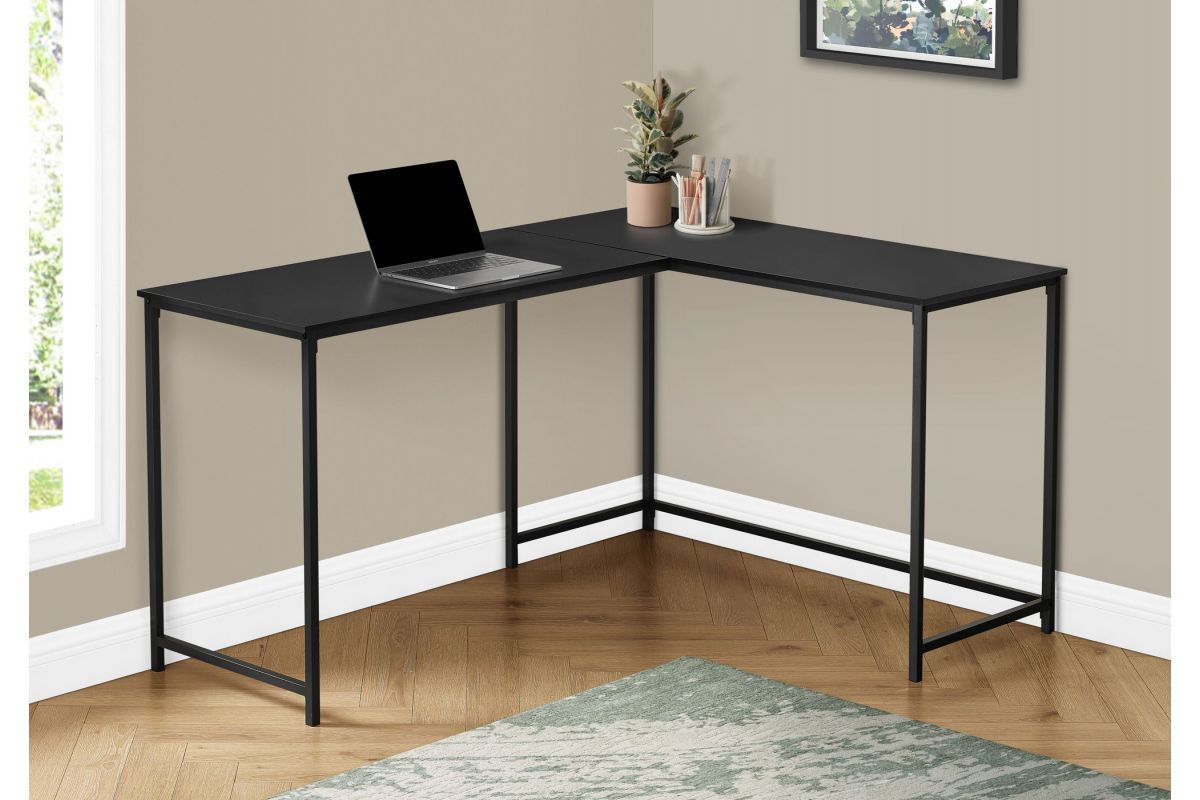 Black Metal 58" Corner Computer Desk at GardnerWhite