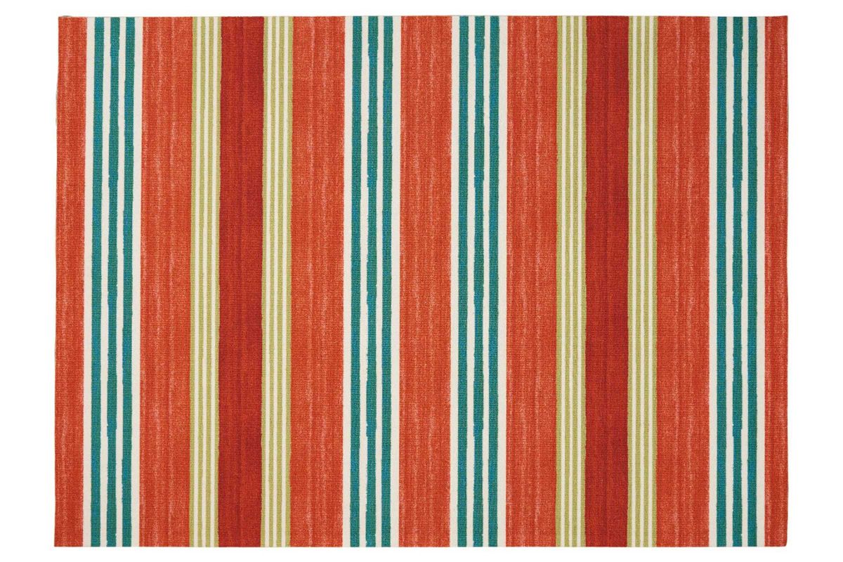 Orange Striped 5x8 Outdoor Rug at GardnerWhite