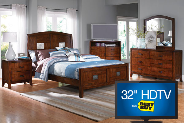 Carly Queen Bed Dresser Mirror Tv Chest Nightstand A 32 Hdtv From Best Buy