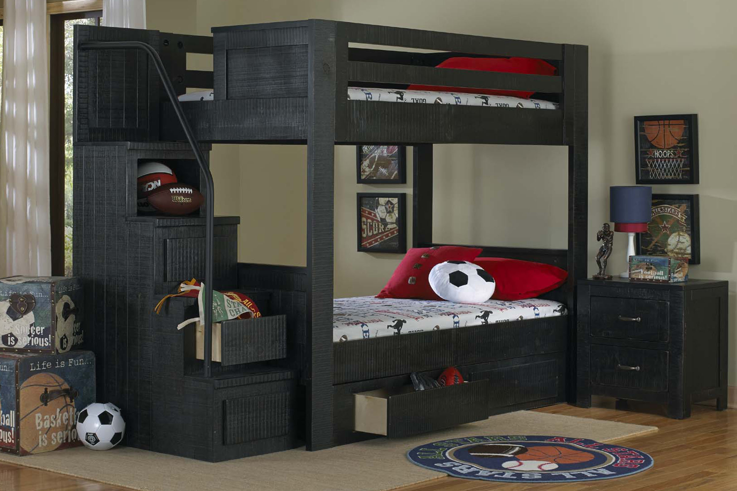 black full over full bunk beds