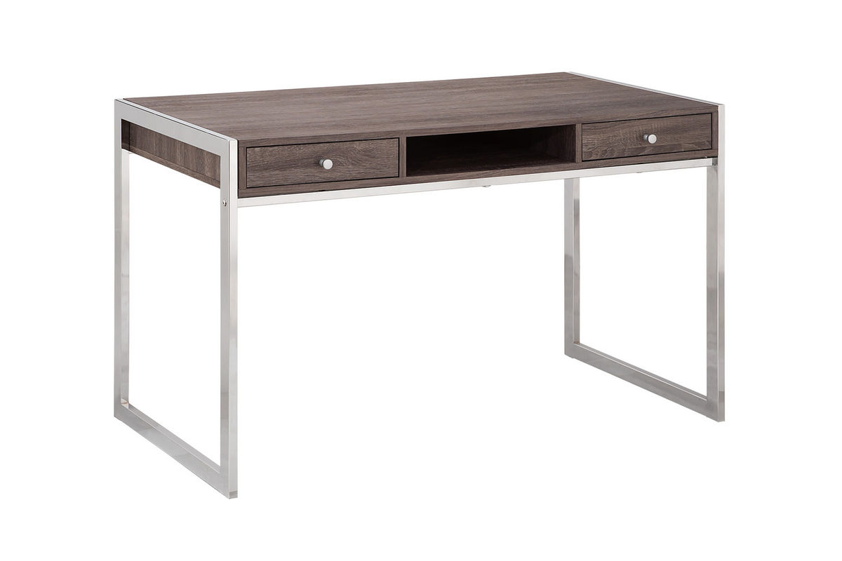 Weathered Grey Desk With Chrome Legs 801221 at GardnerWhite