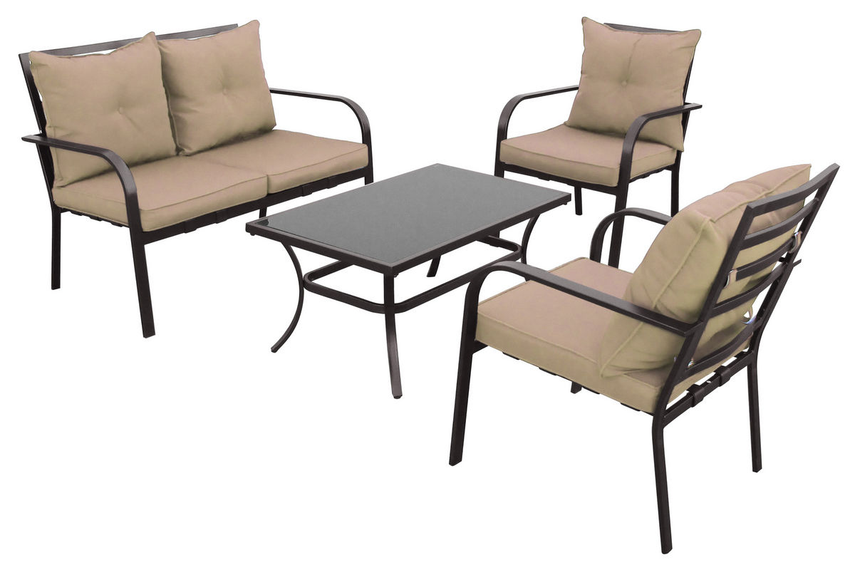 CorLiving 4Piece Taupe Patio Conversation Set at GardnerWhite