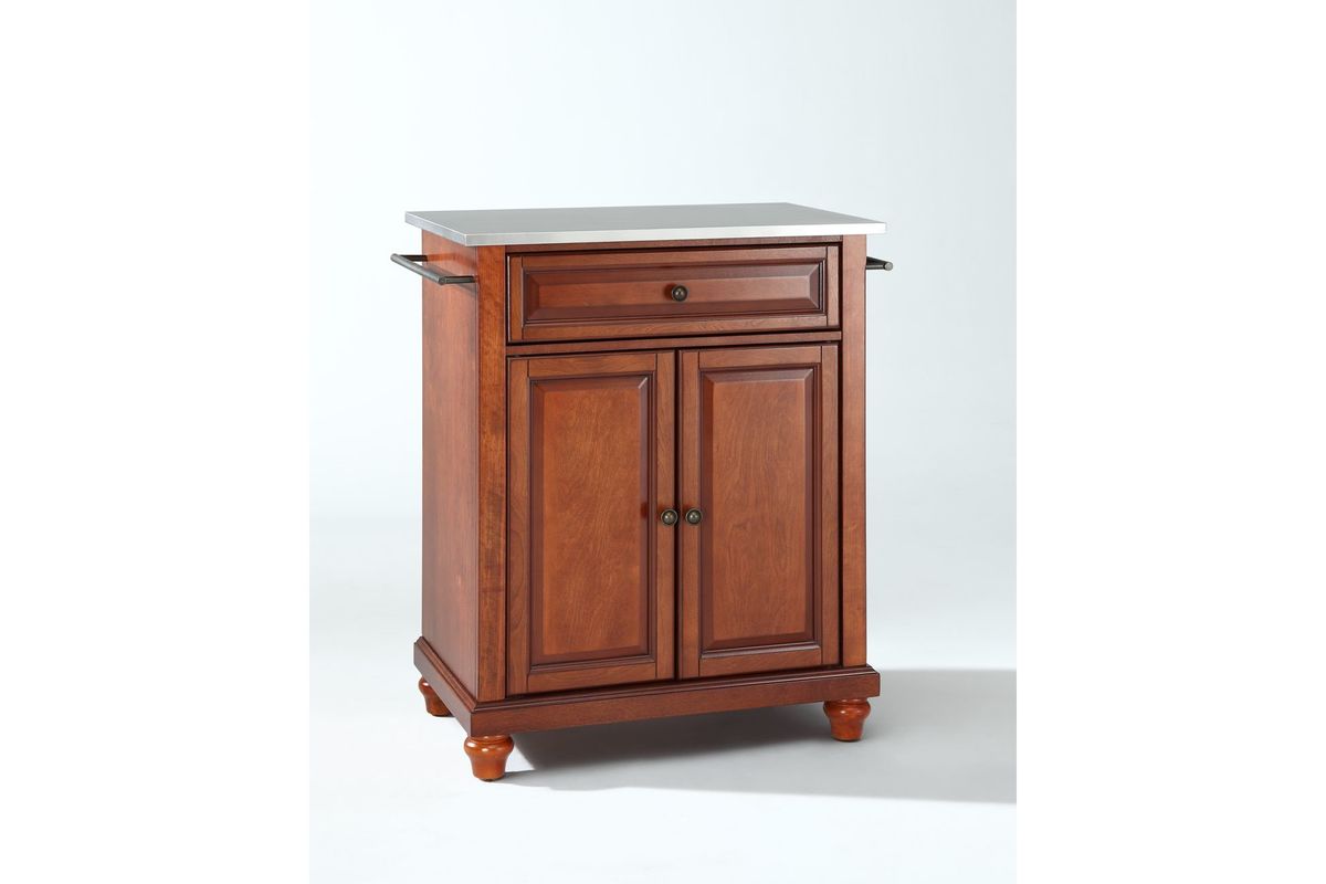 Cambridge Stainless Steel Top Portable Kitchen Island in Classic Cherry