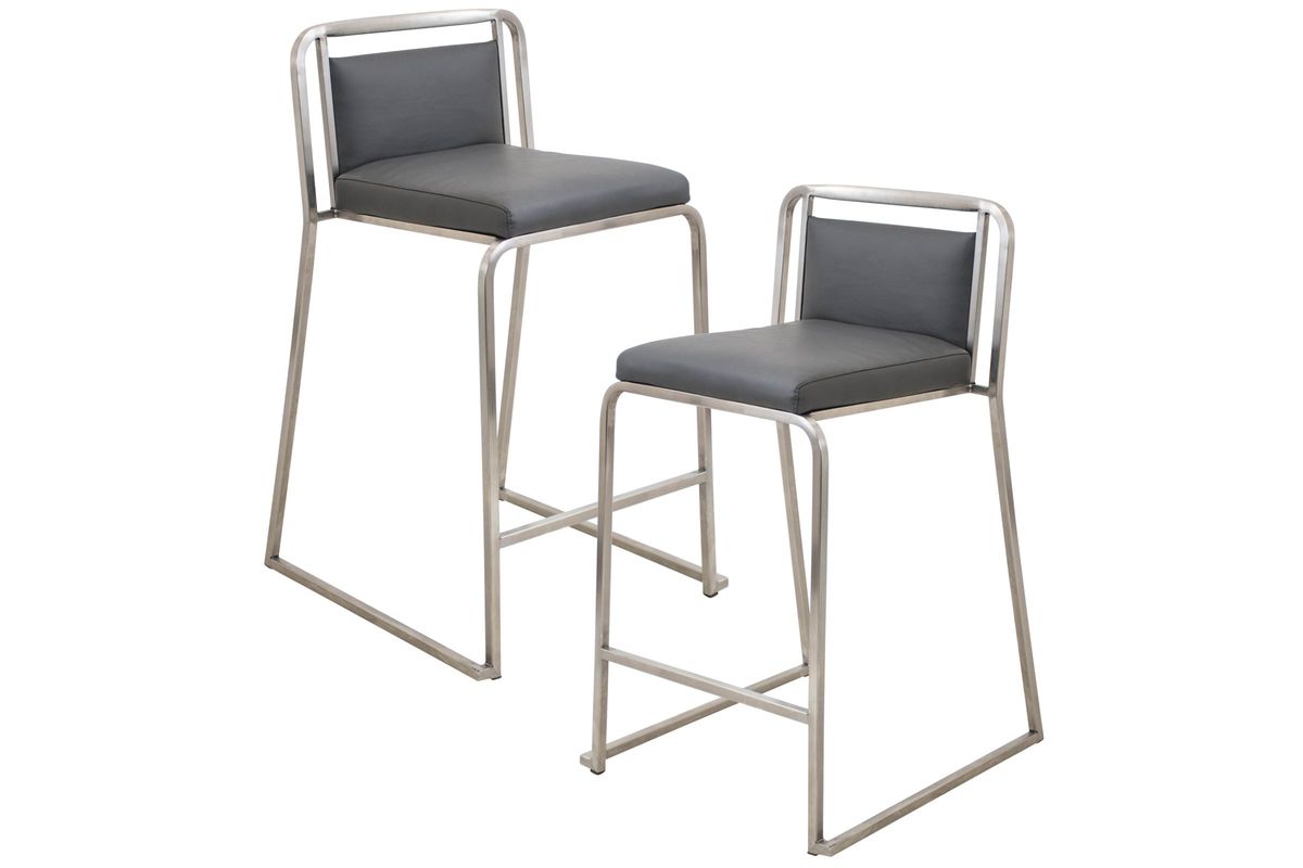 Cascade Stackable Counter Stool in Grey Set Of 2 by LumiSource