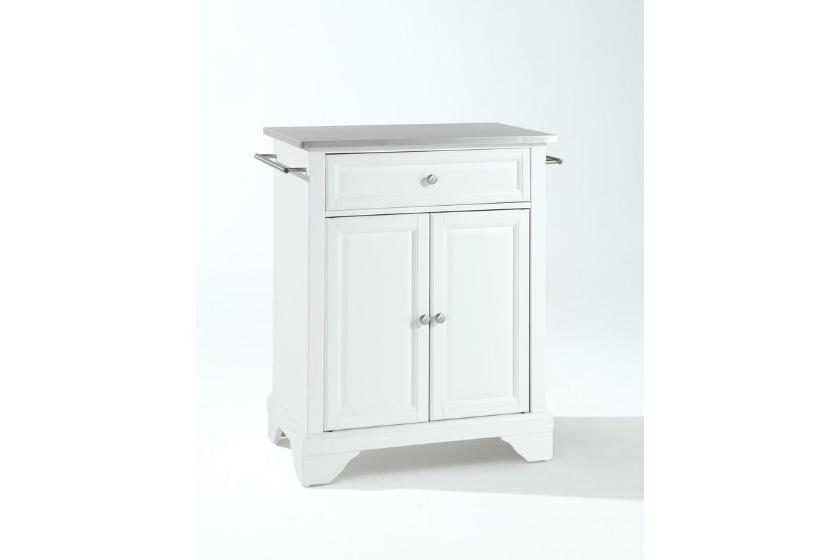 Lafayette Stainless Steel Top Portable Kitchen Island in White