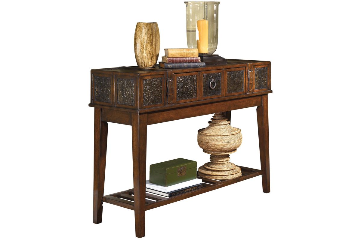 McKenna Sofa Table in Dark Brown by Ashley at Gardner-White