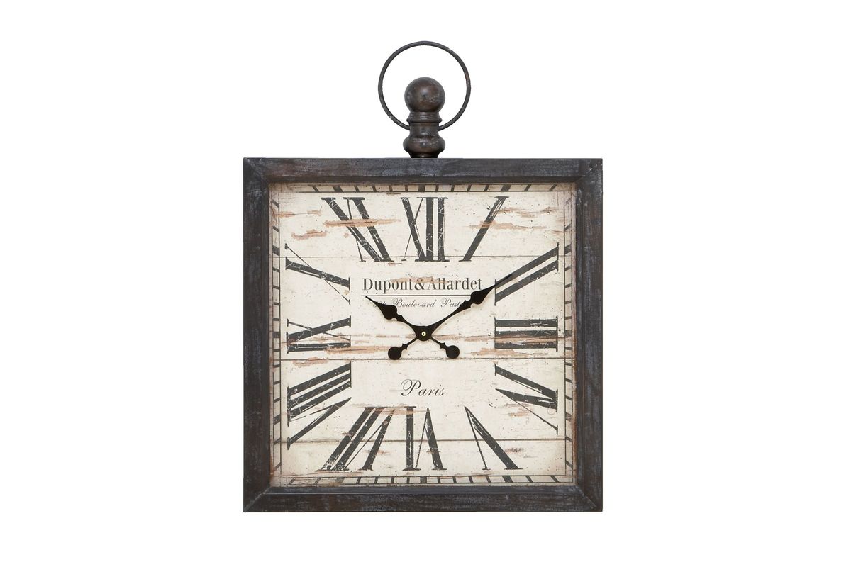 Paris Inspired Distressed Square Wall Clock at GardnerWhite