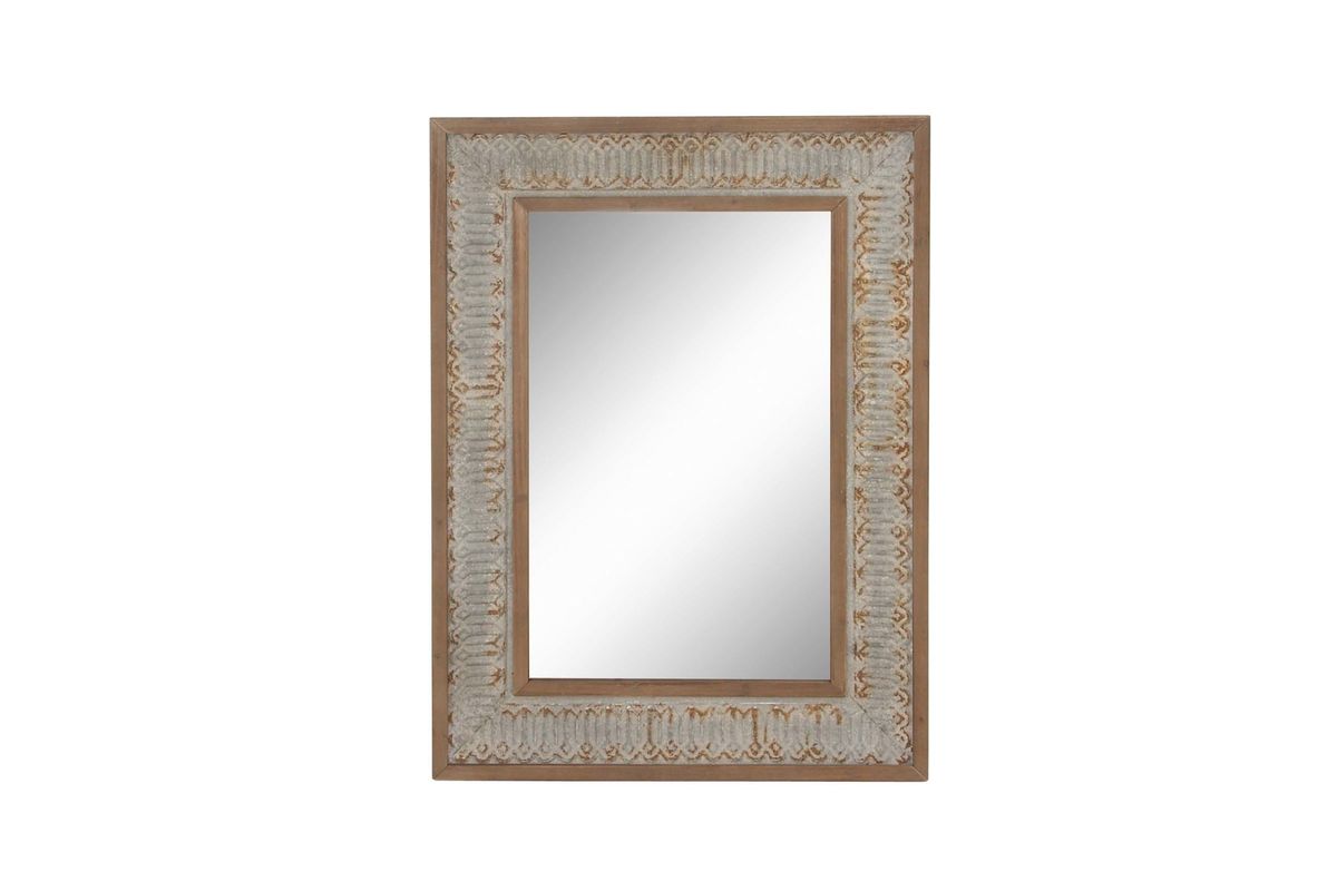 Vintage Reflections 39" Rectangular Wall Mirror in Distressed Brown