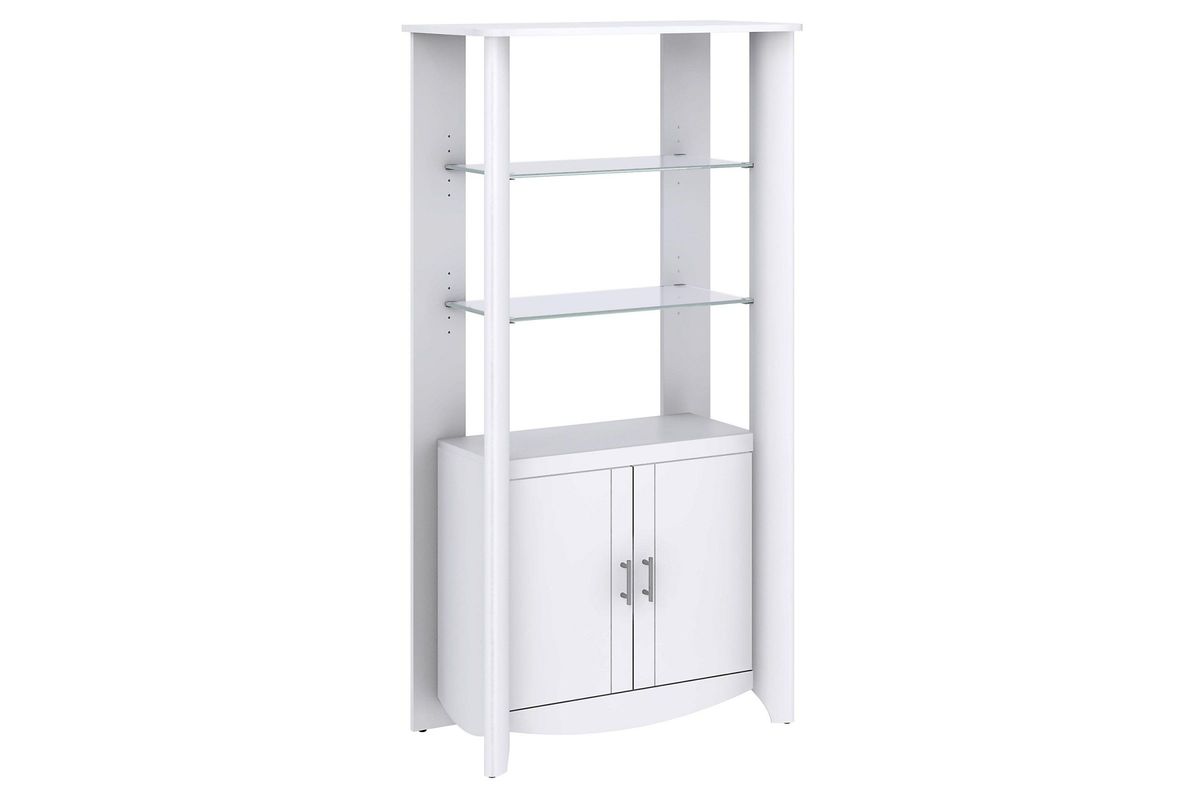 Aero Tall Library Storage with Doors in White by Bush
