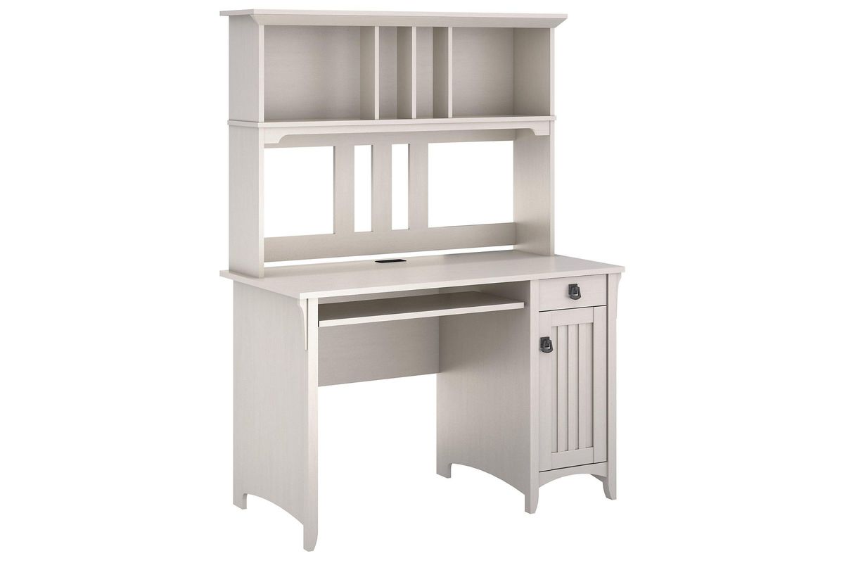 Salinas Mission Style Desk with Hutch in Antique White by Bush