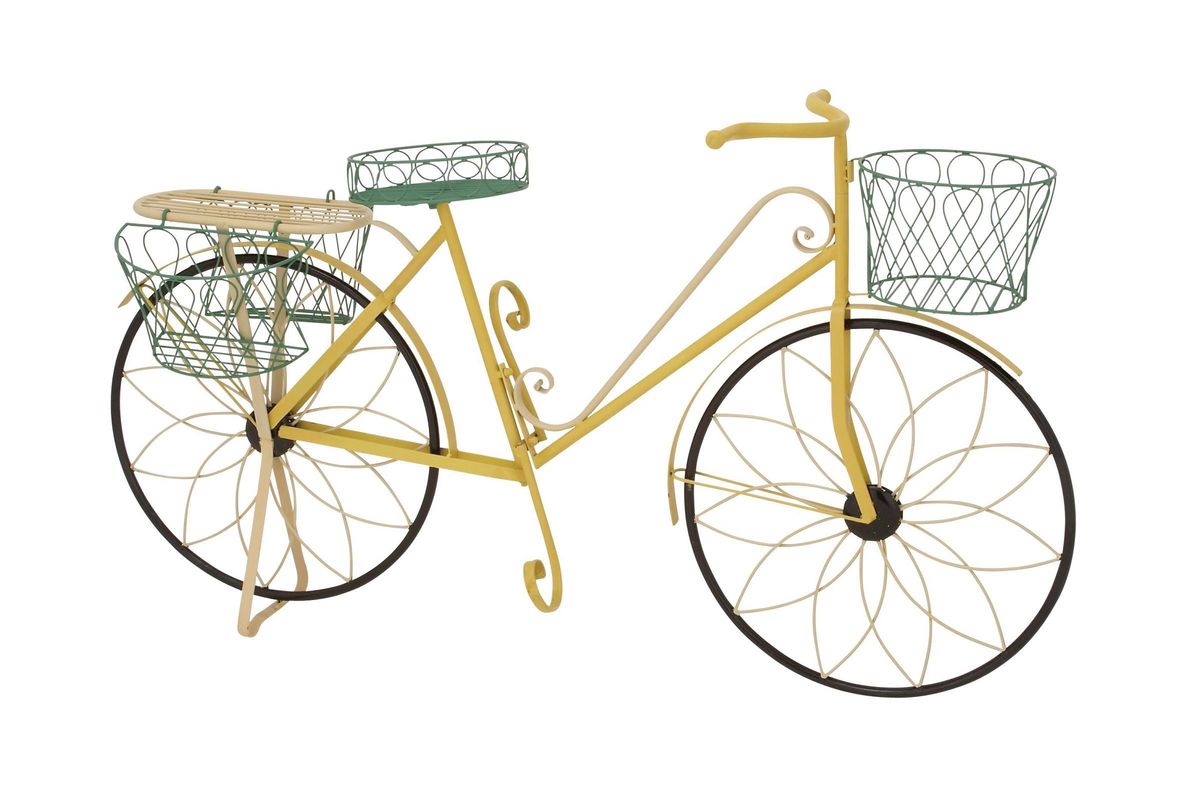 Updated Traditional Iron Standing Bicycle Planter at Gardner-White